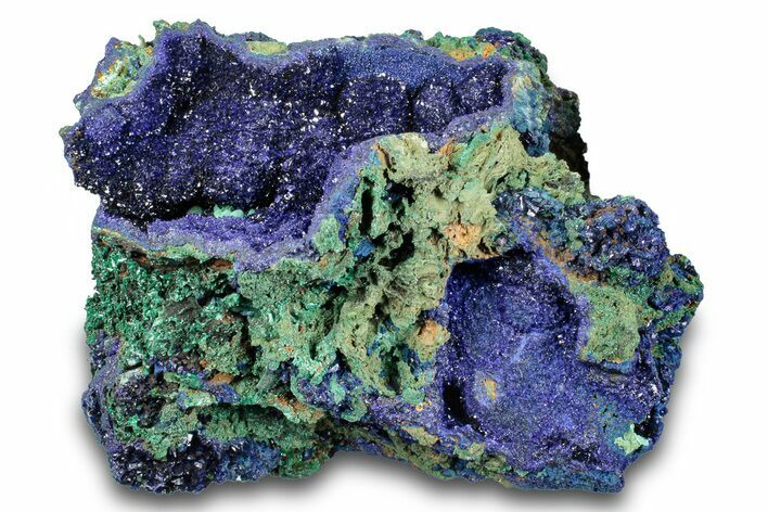 Sparkling Azurite Crystals on Fibrous Malachite - China #274682